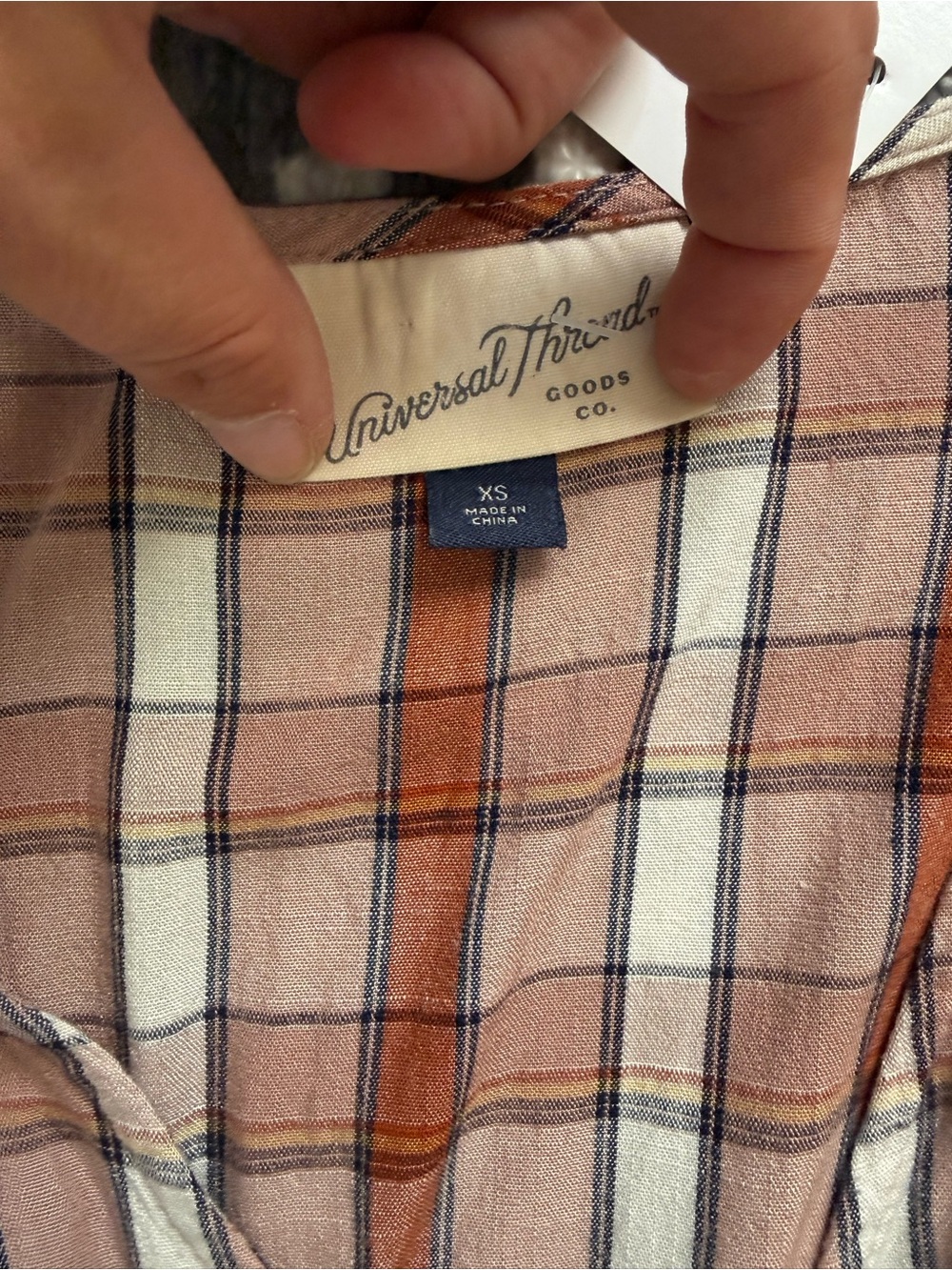 Universal Thread Rust Plaid Button-Front Dress - Size XS - Picture 2 of 3